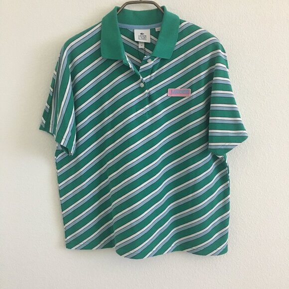 Lacoste Tops - Lacoste Live NEW! Womens Size 38 Small Striped Polo Green 100% Cotton
